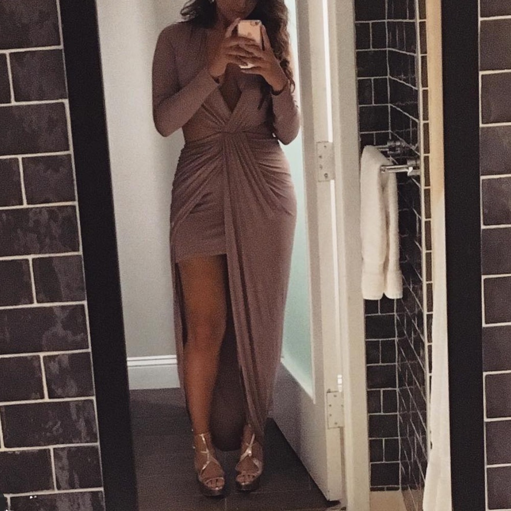 Long sleeve cut out dress